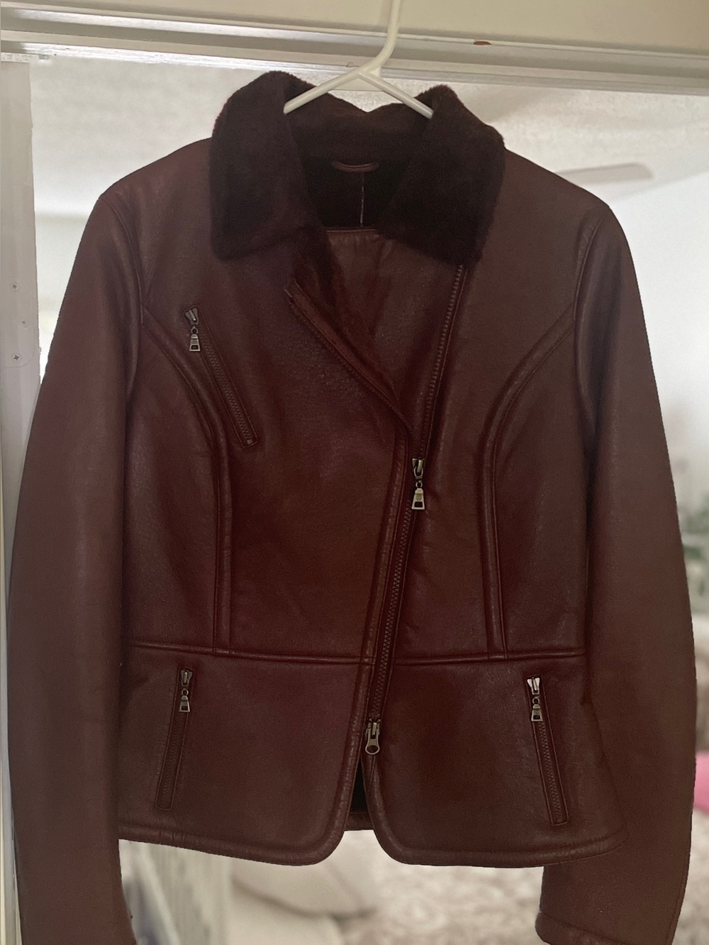 Danier Brown Leather Studded Moto Jacket - Sz XS